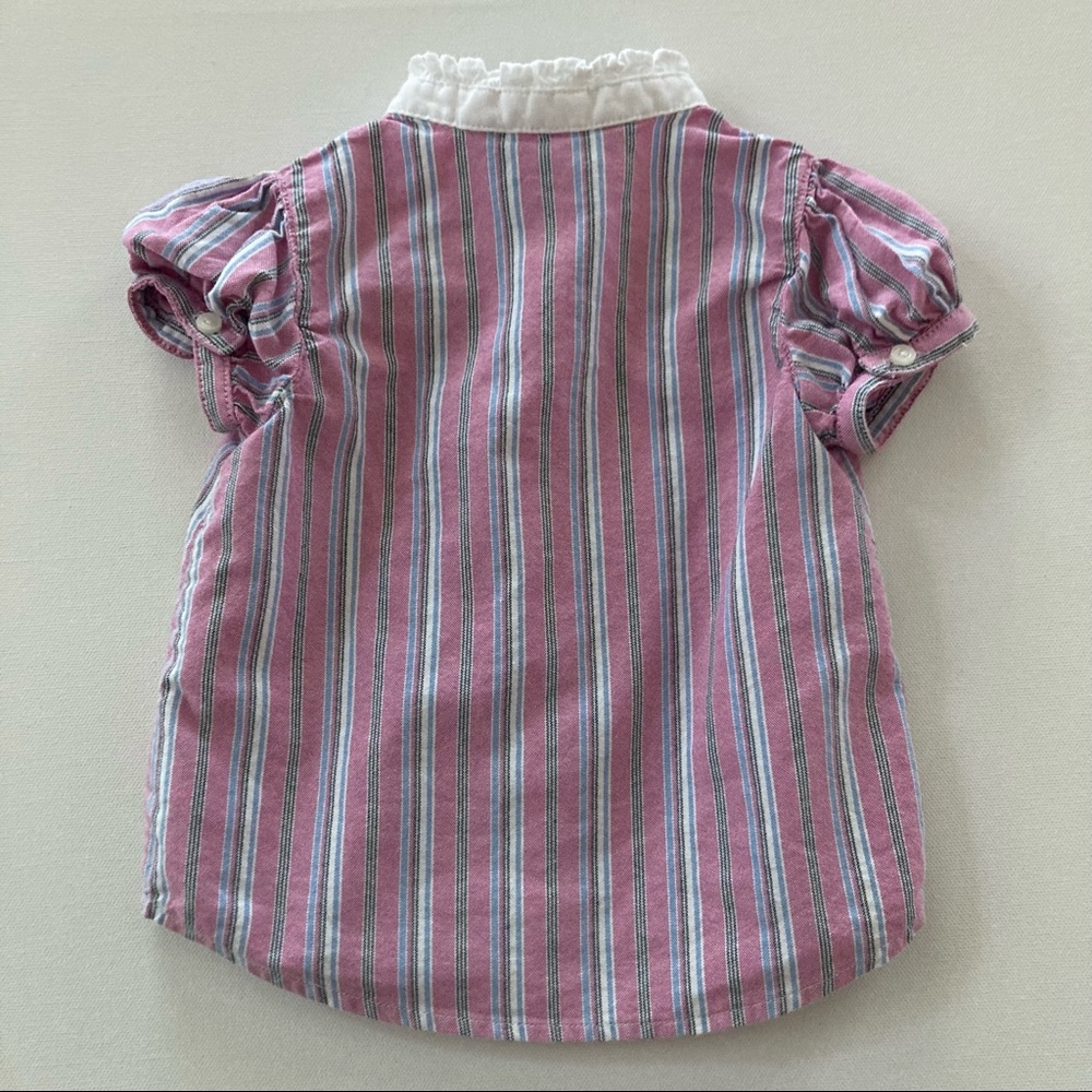 Ralph Lauren Baby Girl 12 Months Pink Stripe Shirt Top Spring Preppy - Picture 6 of 6